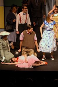 Kayla Dunbar (Right in blue dress) in the Footlight Theatre production of Bye, Bye Birdie, directed and choreographed by Peter Jorgensen.